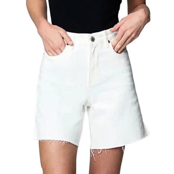 Blank NYC Pants - NWT BlankNYC The Warren High Rise Mid Length raw hem shorts, white, Sz 27